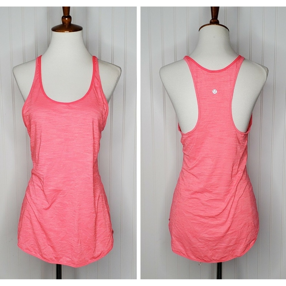 Lululemon What The Sport Singlet Electric Bright Coral Pink Tank Size 6